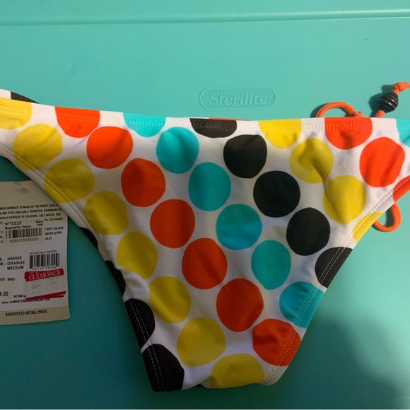Hobie Women’s Swimsuit Bikini Bottom Separate cheeky Polka Dots Loop Tie Size M - Picture 2 of 3